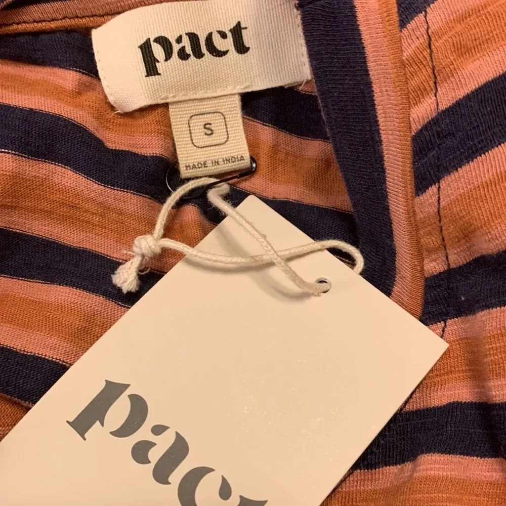 PACT Easy Slub Twist Back Long Sleeve‎ Shirt in Harvest Stripe - Picture 4 of 7